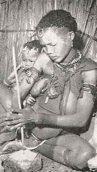  Bushman Woman Drilling Hole in an Ostrich Eggshell Bead