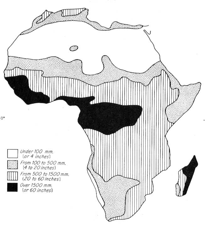 Mean annual rainfall in Africa