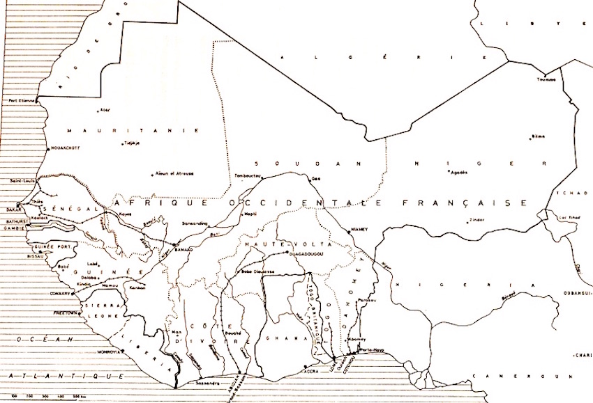 Carte de l'Afrique Occidentale Française